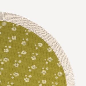 NWT Kate Quinn round beach blanket spring green tiny daisy organic cotton terry